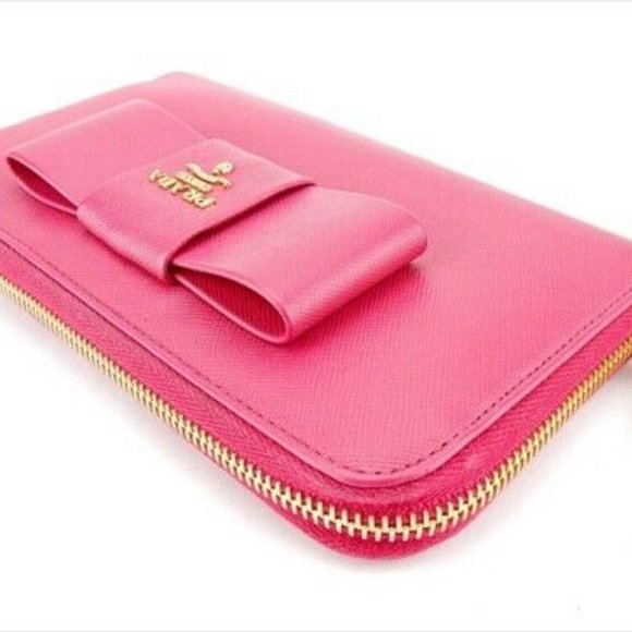 Prada Long Wallet Pink leather Woman Authentic Used T8823 - Picture 3 of 9